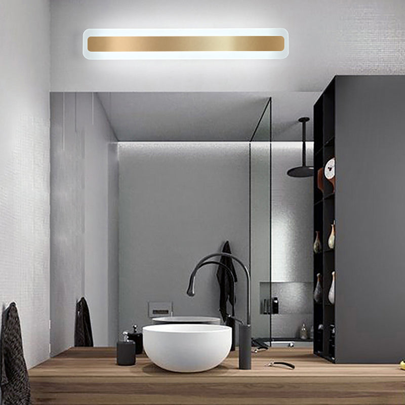 Acconde da parete da parete lineare a 1 luce moderna moderna illuminazione da parete specchio in stile semplice in oro