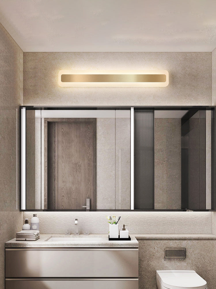 Acconde da parete da parete lineare a 1 luce moderna moderna illuminazione da parete specchio in stile semplice in oro