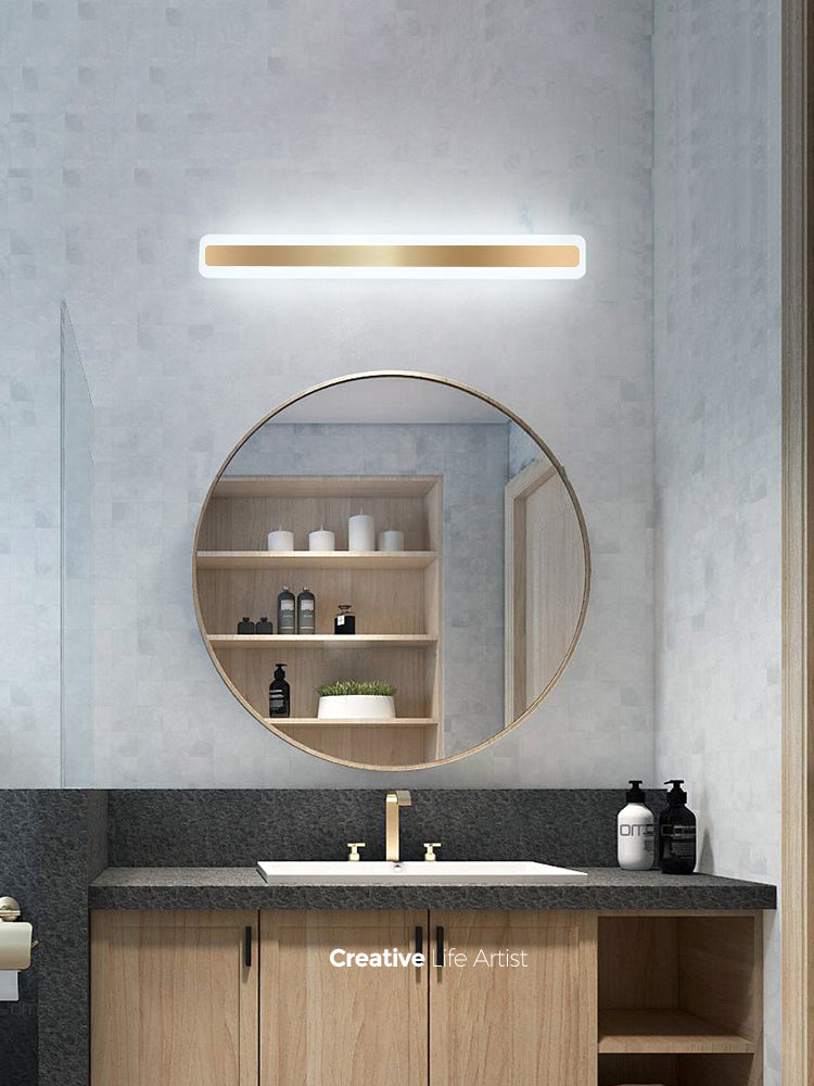 Acconde da parete da parete lineare a 1 luce moderna moderna illuminazione da parete specchio in stile semplice in oro