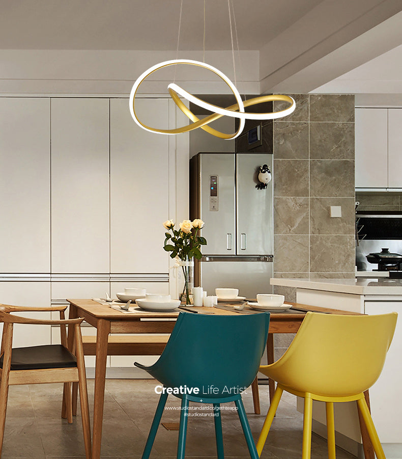 Gold Metal Hanging Pendant Lights Contemporary Hanging Lamps for Dining Room