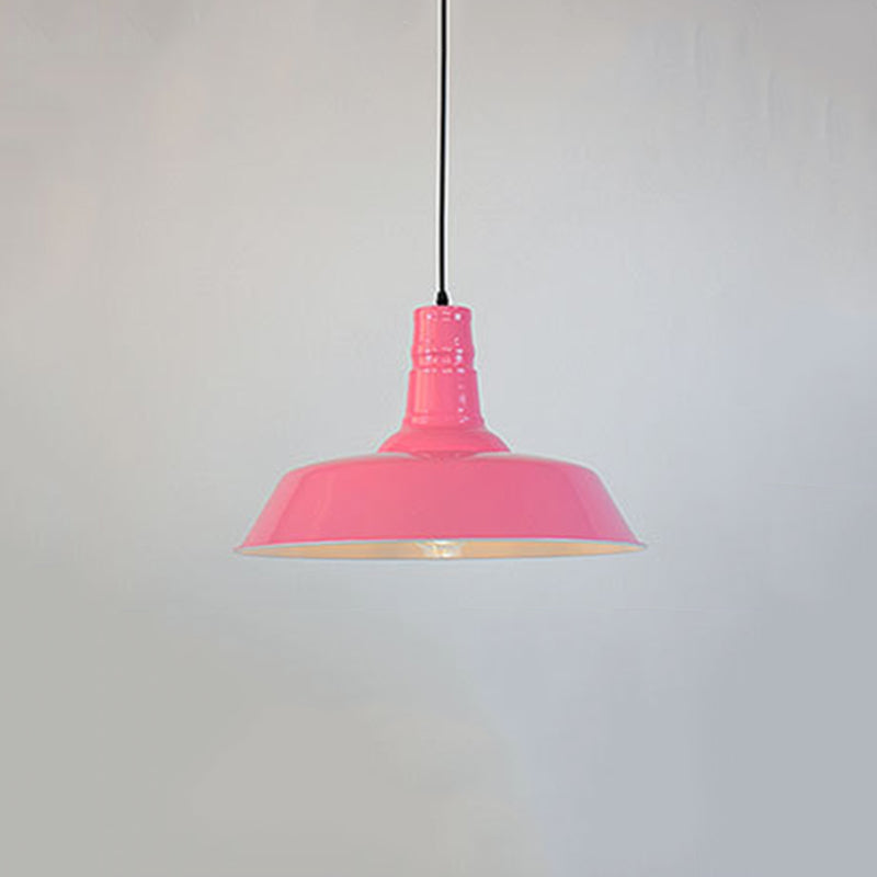 Modern Industrial Barn Shade Hanging Light, Macaron Metal 1-Light Pendant Lighting
