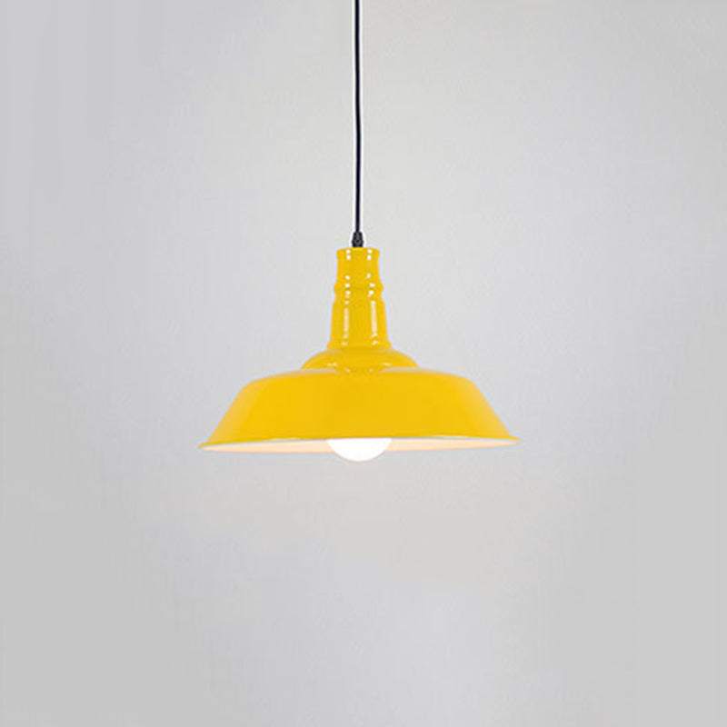 Modern Industrial Barn Shade Hanging Light, Macaron Metal 1-Light Pendant Lighting
