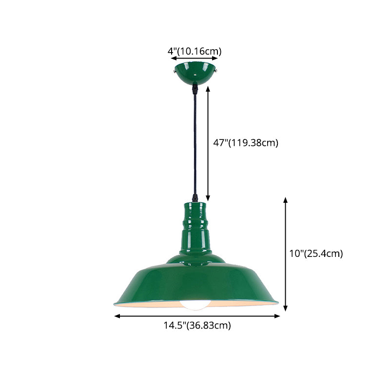 Modern Industrial Barn Shade Hanging Light, Macaron Metal 1-Light Pendant Lighting