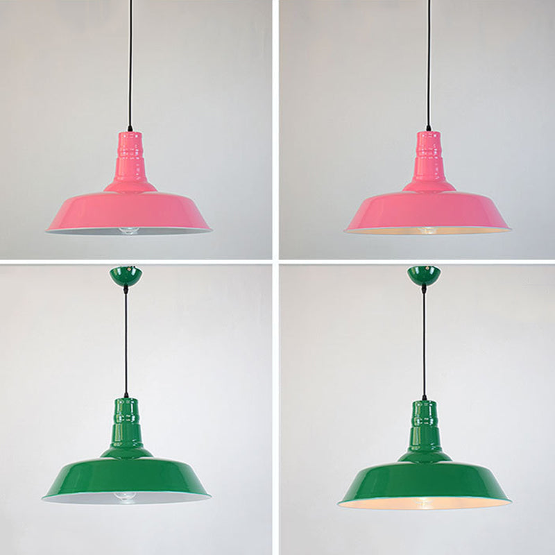Modern Industrial Barn Shade Hanging Light, Macaron Metal 1-Light Pendant Lighting