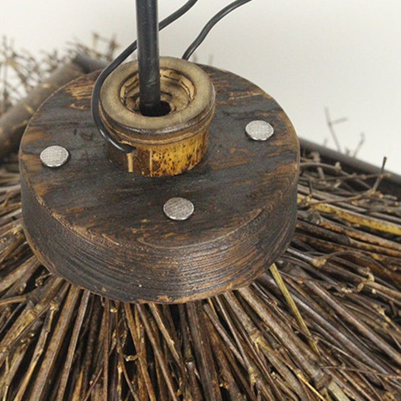 Chinese House Hanging Light Kit Bamboo 1-Light Ceiling Light for Dining Room