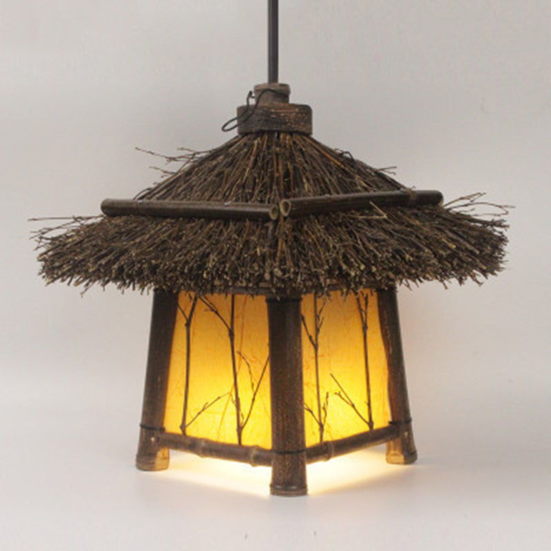 Chinese House Hanging Light Kit Bamboo 1-Light Ceiling Light for Dining Room