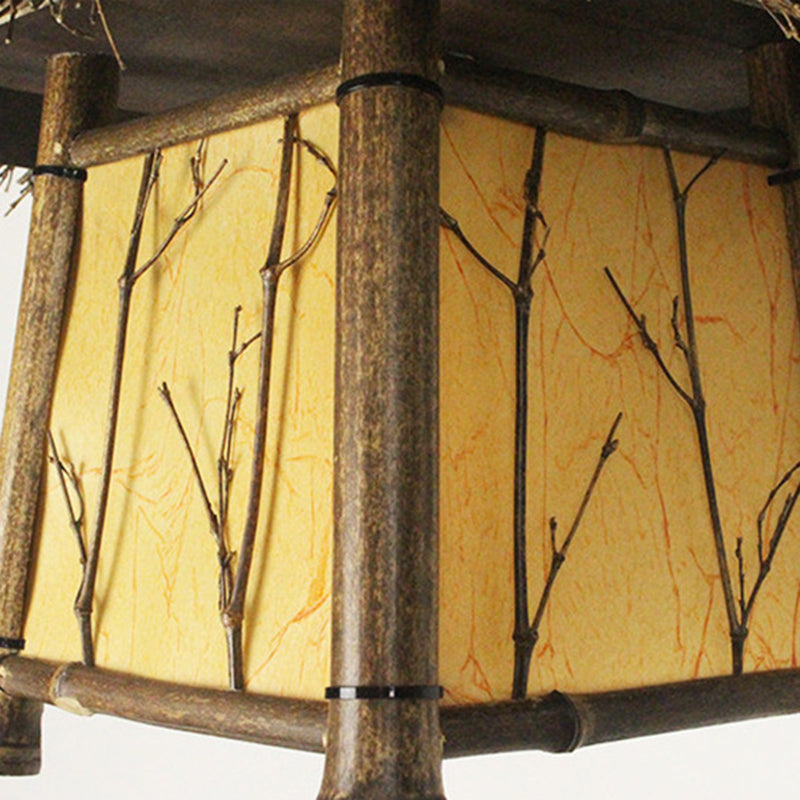 Chinese House Hanging Light Kit Bamboo 1-Light Ceiling Light for Dining Room