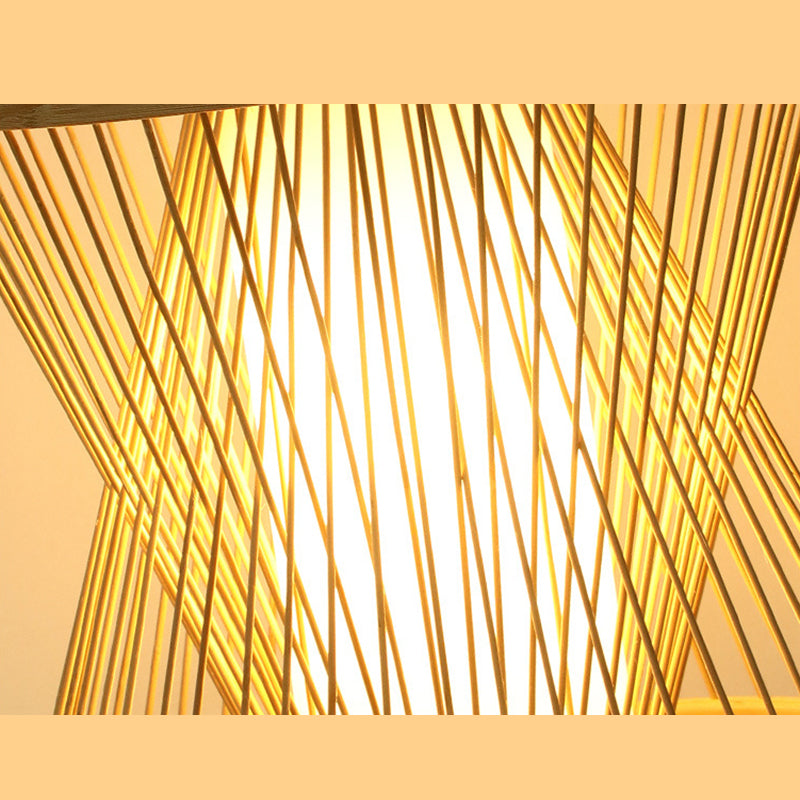 Natural Birdcage Pendant Light 1 Light Japanese Down Lighting for Home-stay