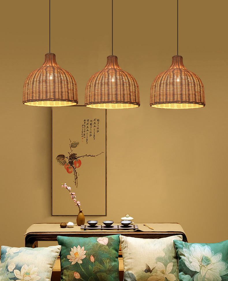 Luce a soffitto appeso Asia Rattan a 1 lutto Light Light a sospensione Luce
