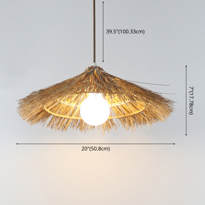 Rattan Asia Hanging Lamp Kit 1-Light Down Lighting Pendant for Bedroom