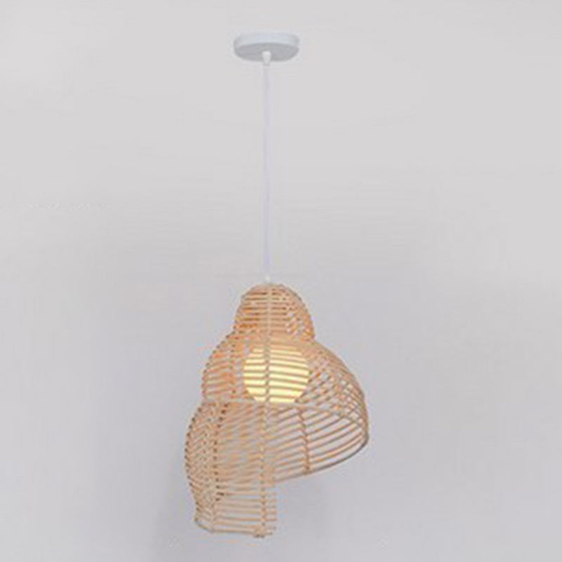 Bamboo Asia Pendant Light 1-Light Hanging Ceiling Light for Dining Room