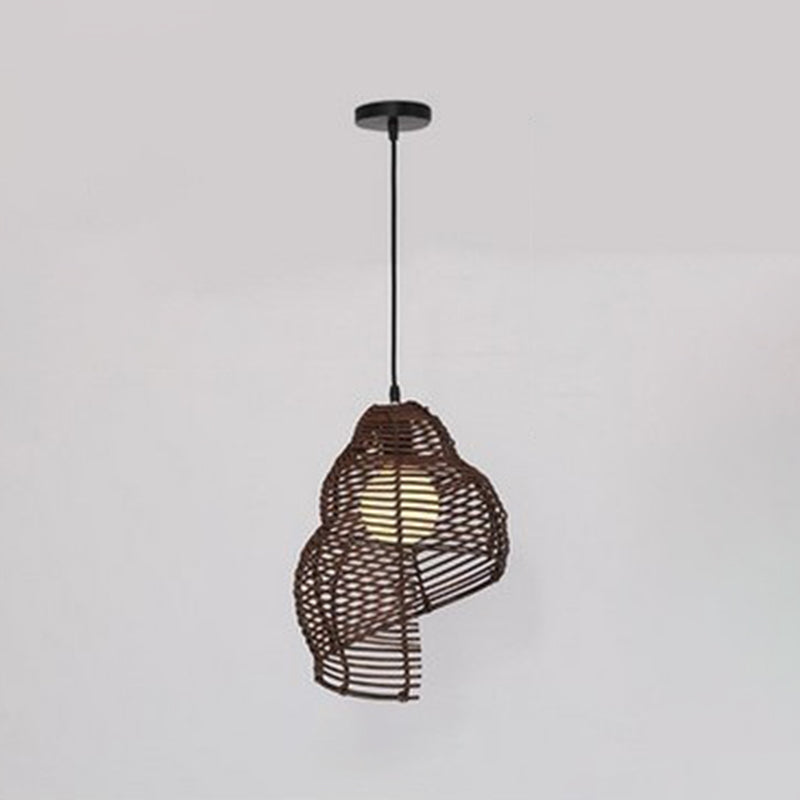 Bamboo Asia Pendant Light 1-Light Hanging Ceiling Light for Dining Room