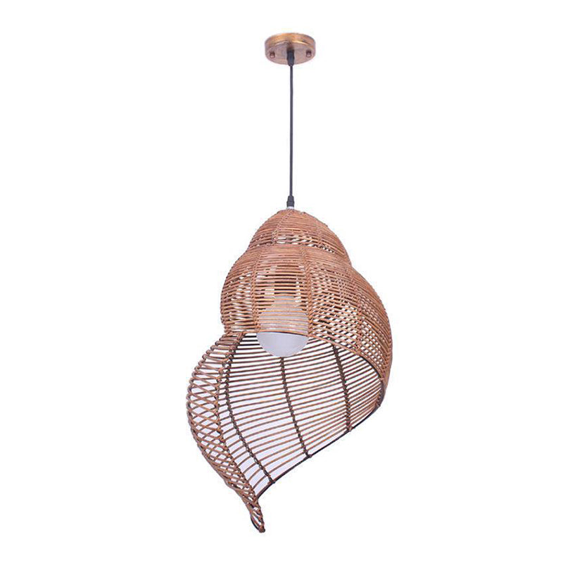 Bamboo Asia Pendant Light 1-Light Hanging Ceiling Light for Dining Room