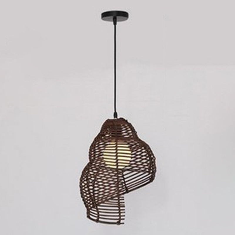 Bamboo Asia Pendant Light 1-Light Hanging Ceiling Light for Dining Room
