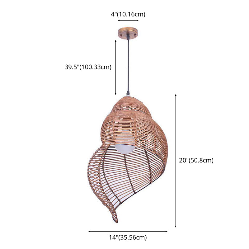 Bamboo Asia Pendant Light 1-Light Hanging Ceiling Light for Dining Room