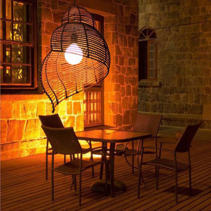 Bamboo Asia Pendant Light 1-Light Hanging Ceiling Light for Dining Room