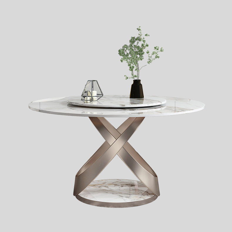 Comedor de piedra sinterizada moderna † Room- † Set con mesa redonda y muebles de mesa de comedor de base de metal