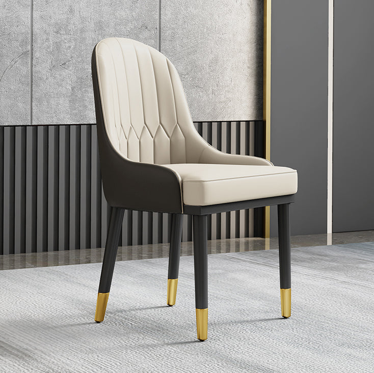 Minimalist Style Sintered Stone Dining Set with Traditional Height Table and 4 Black Legs Base