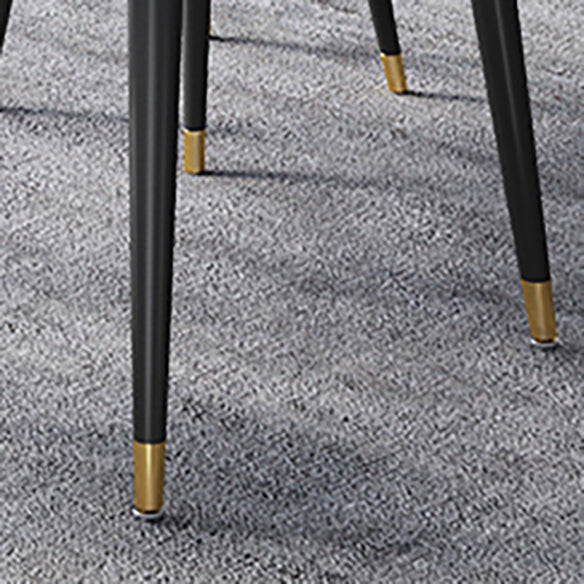 Minimalist Style Sintered Stone Dining Set with Traditional Height Table and 4 Black Legs Base