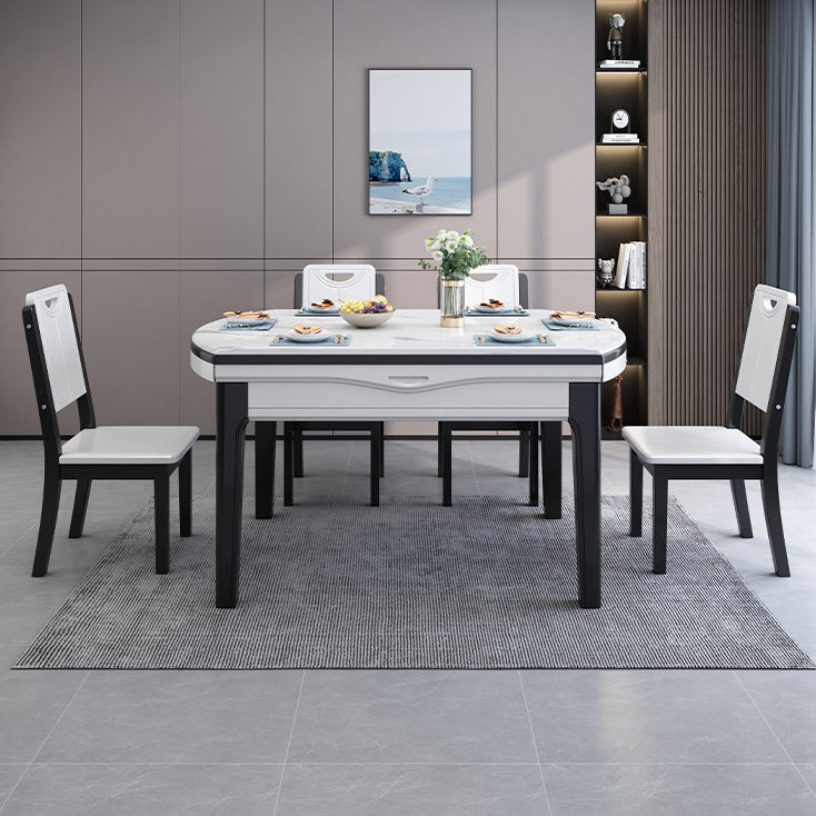 Modern Kitchen Dining Room Set with Sintered Stone Top and Black Base Dining Furniture Set