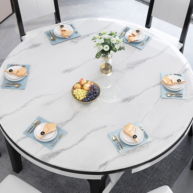 Modern Kitchen Dining Room Set with Sintered Stone Top and Black Base Dining Furniture Set