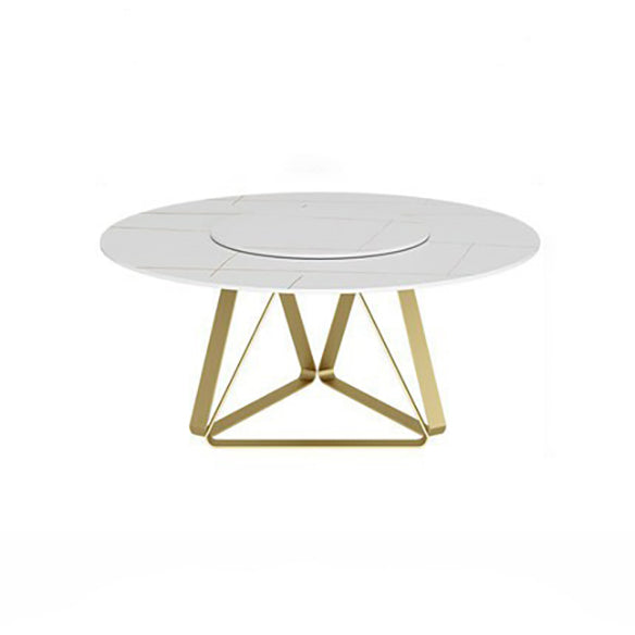 Modern Style Sintered Stone White Dining¬†Room¬†Set with Round Table Home Dining Table Furniture