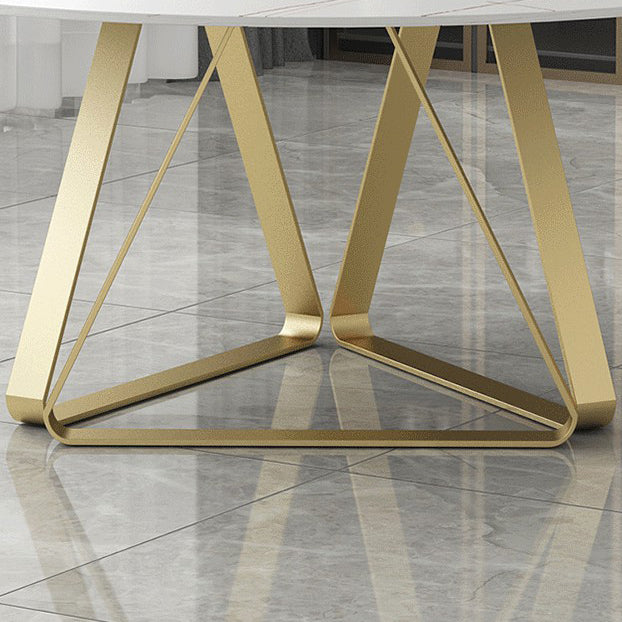 Modern Style Sintered Stone White Dining¬†Room¬†Set with Round Table Home Dining Table Furniture