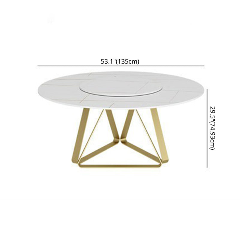 Modern Style Sintered Stone White Dining¬†Room¬†Set with Round Table Home Dining Table Furniture