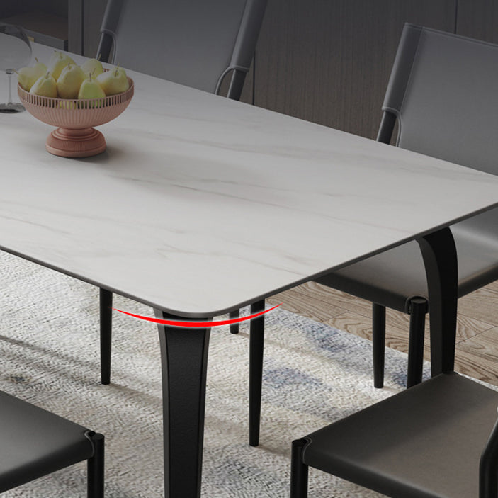 Set da pranzo contemporaneo con tavolo da pranzo in pietra sinterizzato e sedie imbottite