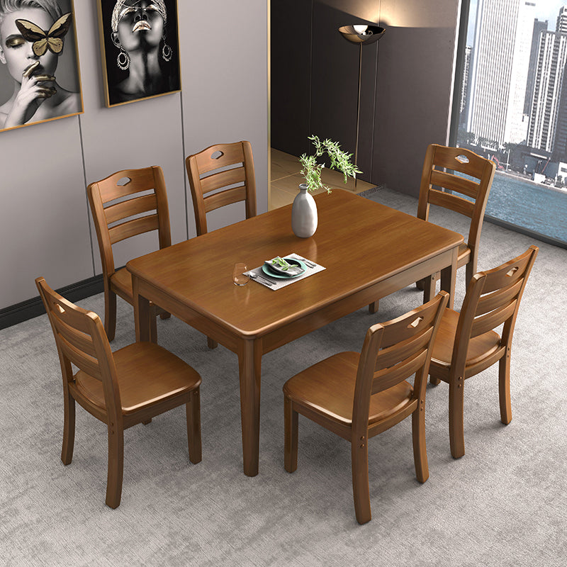 Minimalist Dining Room Set Rectangular Solid Wood Dining Table with Four-leg
