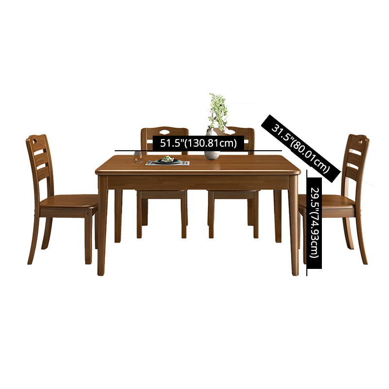 Minimalist Dining Room Set Rectangular Solid Wood Dining Table with Four-leg