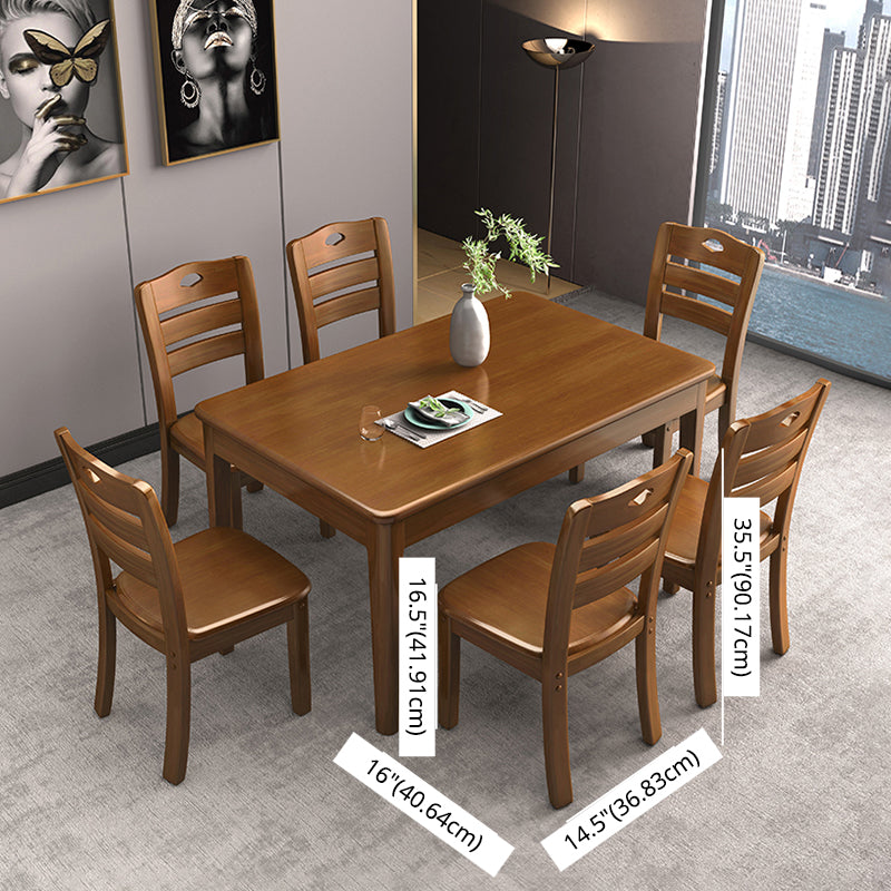 Minimalist Dining Room Set Rectangular Solid Wood Dining Table with Four-leg
