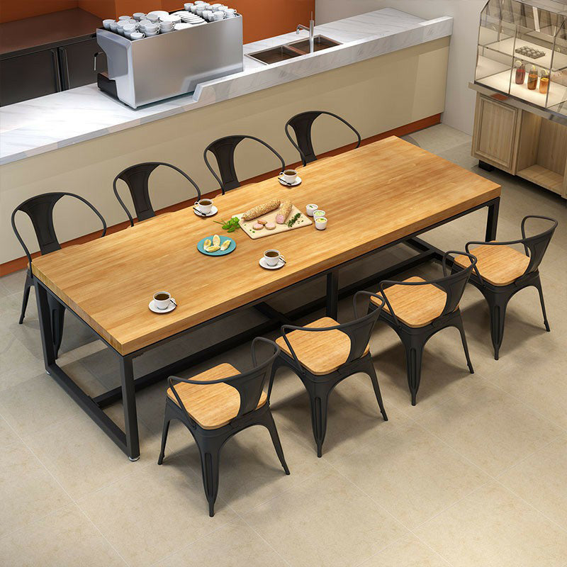 Industrial Wooden Dining¬†Room¬†Set with Rectangle Table and Black Legs Dining Table Furniture