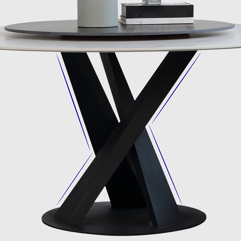 Modern Style Sintered Stone White Dining¬†Room¬†Set with Round Table Dining Table Furniture