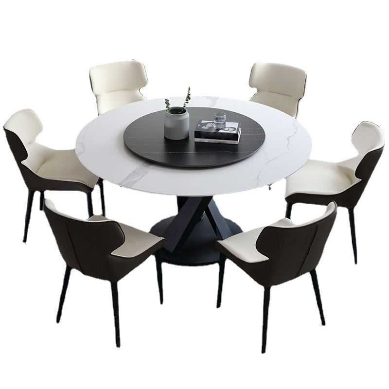 Modern Style Sintered Stone White Dining¬†Room¬†Set with Round Table Dining Table Furniture