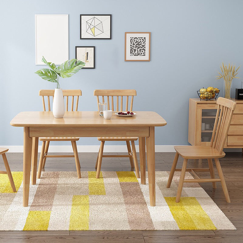 Minimalist Style Dining Room Sets with Solid Wood Dining Table and Chairs