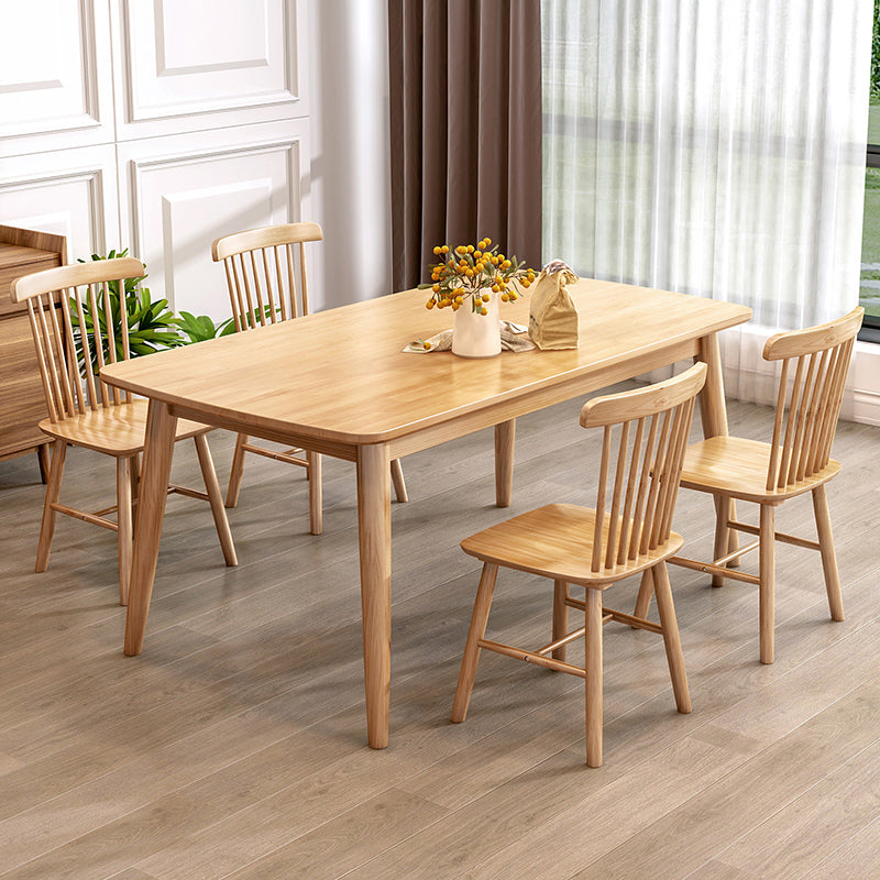 Modern Rectangle Shape Khaki Dining Set Solid Wood Standard Dining Set for Kitchen