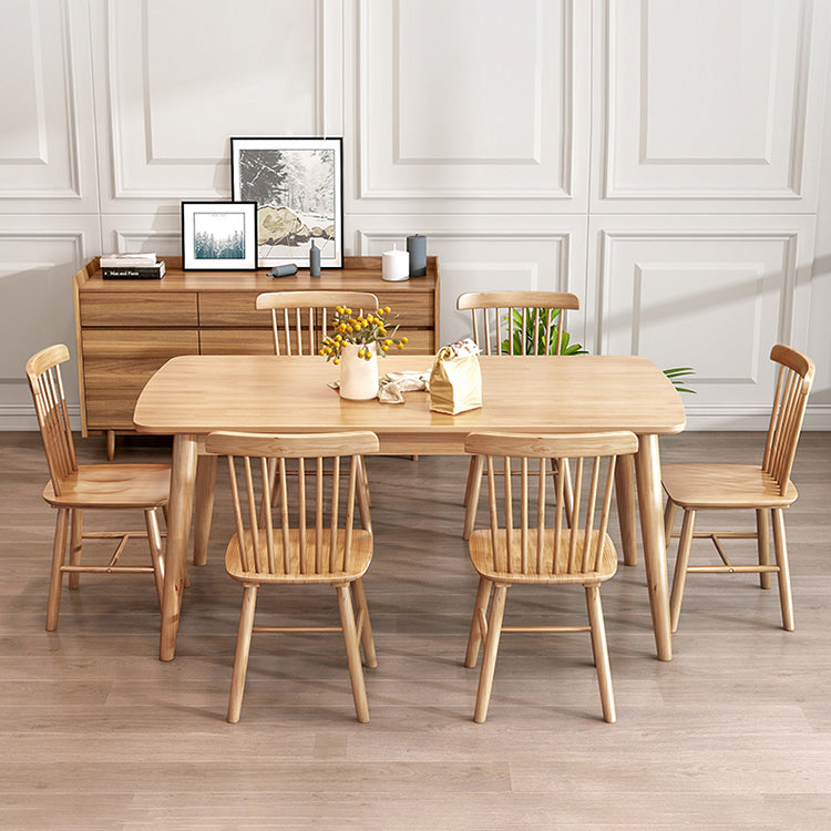 Modern Rectangle Shape Khaki Dining Set Solid Wood Standard Dining Set for Kitchen