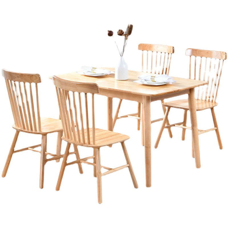 Contemporary Solid Wood Standard Dining Set Rectangle Kitchen Dining Set with 4 Legs Table