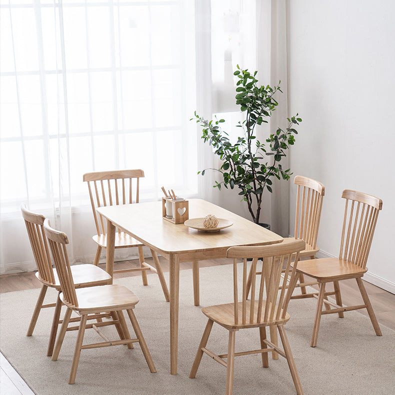 Minimalist Style Solid Wood Dining Room Set with Traditional Height Table and 4 Legs Base