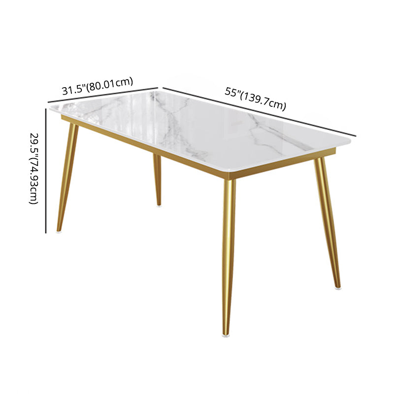 Minimalist Sintered Stone White Dining Set Rectangle Shape Standard Dining Set for Kitchen