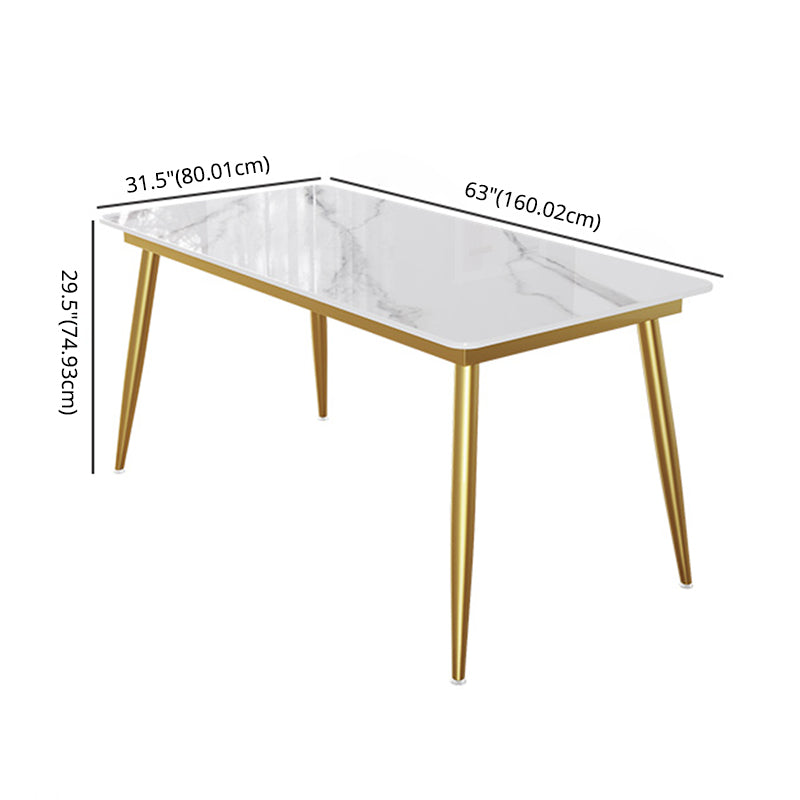 Minimalist Sintered Stone White Dining Set Rectangle Shape Standard Dining Set for Kitchen