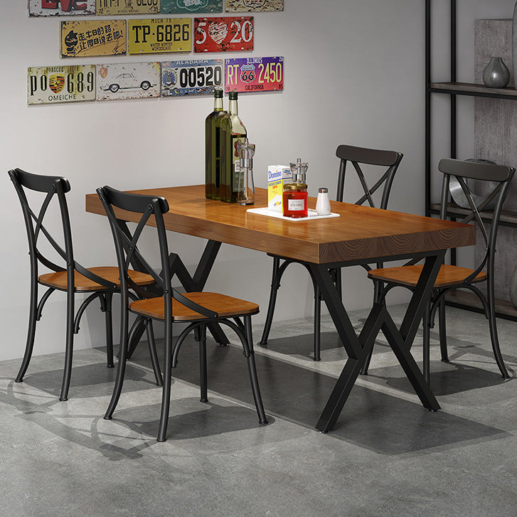 Industrial Wooden Dining¬†Room¬†Set with Rectangle Table and Black Legs Dining Table Furniture