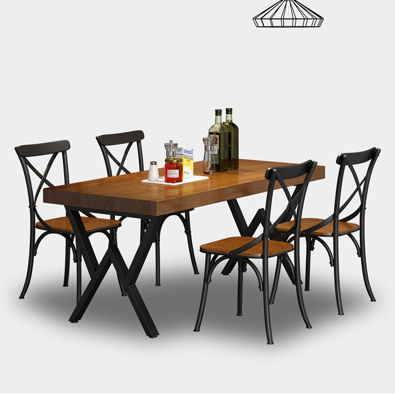 Industrial Wooden Dining¬†Room¬†Set with Rectangle Table and Black Legs Dining Table Furniture