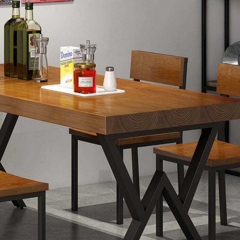 Industrial Wooden Dining¬†Room¬†Set with Rectangle Table and Black Legs Dining Table Furniture
