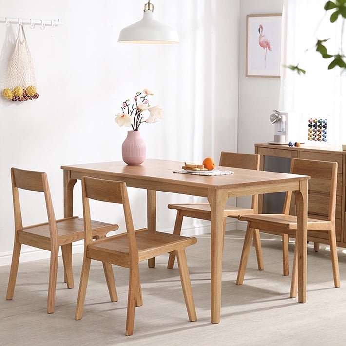 Minimalist Style Solid Wood Dining Set with Traditional Height Table and 4 Legs Base for Home Use