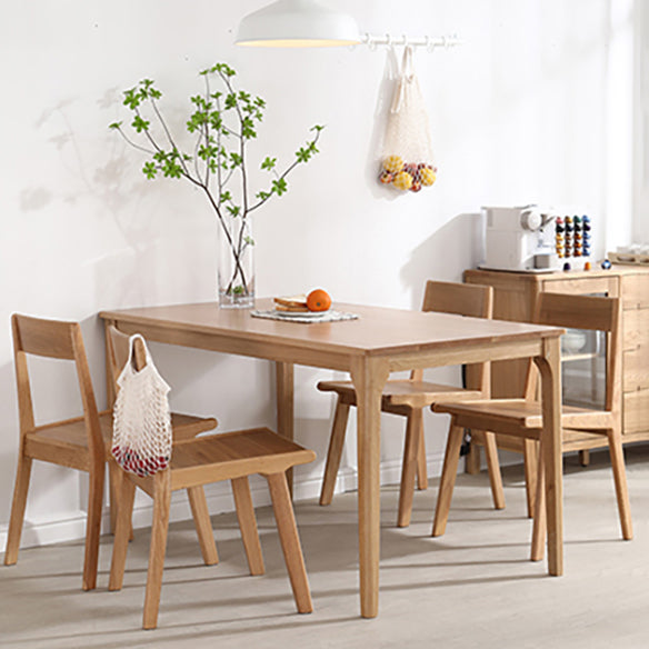 Minimalist Style Solid Wood Dining Set with Traditional Height Table and 4 Legs Base for Home Use