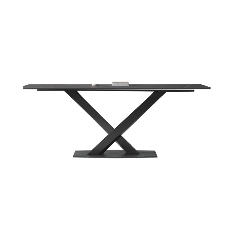 Modern Sintered Stone Dining Room Set with Rectangle Top and Black Base Furniture