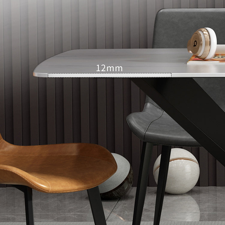 Modern Sintered Stone Dining Room Set with Rectangle Top and Black Base Furniture