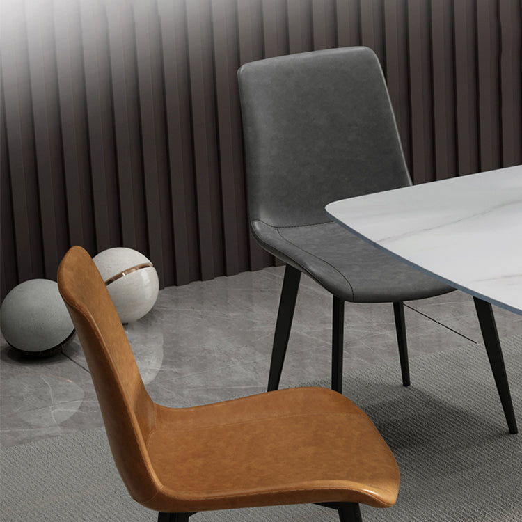 Modern Sintered Stone Dining Room Set with Rectangle Top and Black Base Furniture